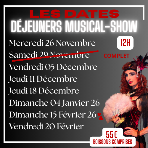 Dates Déjeuners spectacles 